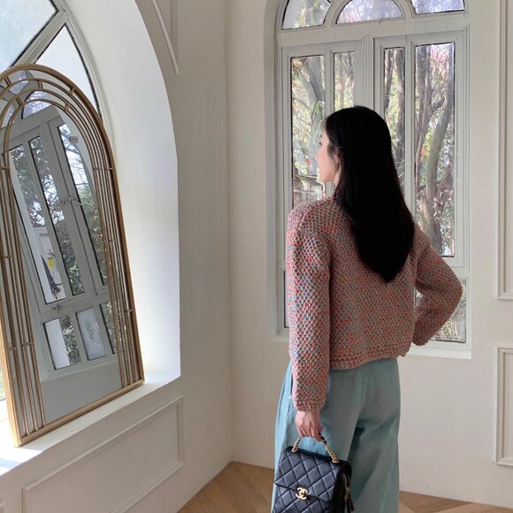 CHICJOC 100% Cotton Hand-Knitted Cardigan with Loro Piana Yarn size 38 - Picture 14 of 16